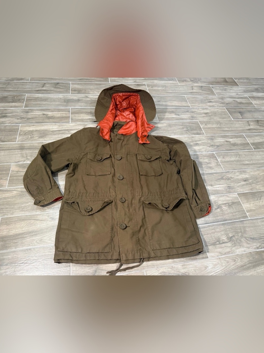 Vintage Banana Republic Jacket Mens Medium Hooded Parka Travel Safari Army 90s